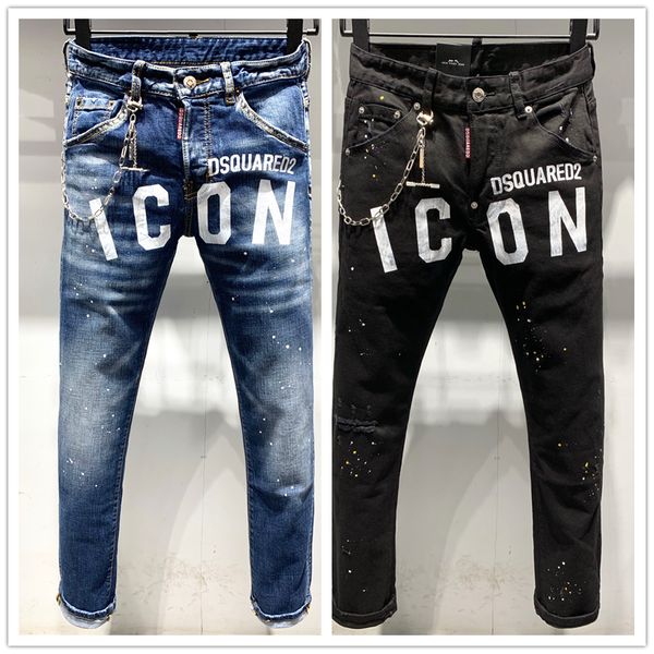 

итальянский бренд мужской дизайнерские джинсы байкер джинсы мужские рваные джинсы denim male тощий slim fit карандаш брюки повседневные брюк, Blue