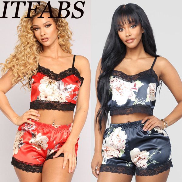 

summer new lingerie women silk lace pajama sets floral babydoll strappy nightdress nightgown sleepwear, Blue;gray