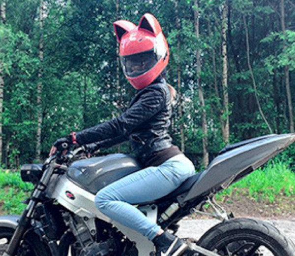 

pink color full face motorcycle street helmet women and man cute cat helmet with ears