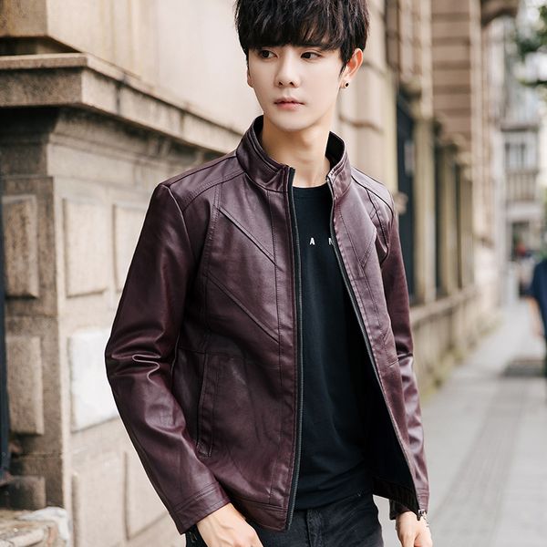 

xwz9 pu jackets coats motorcycle leather jackets men autumn spring leather clothing male casual coats clothing, Black