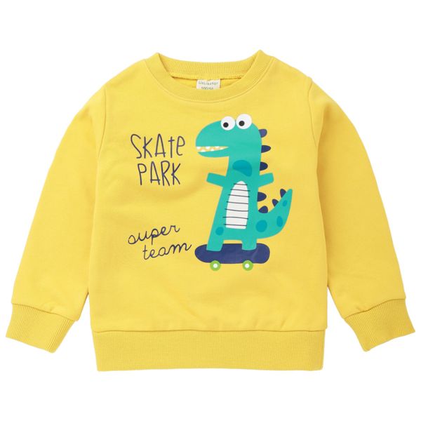 

2019 new children dinosaur print sweatshirt long sleeve baby boy 100% cotton t-shirt fashion clothes kids autumn winter t shirt, Blue