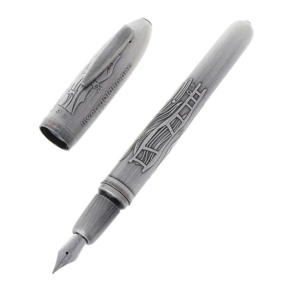 

1 pc luxury engraving pattern fountain pen medium nib 0.7mm signature pens business office school supplies writing tool