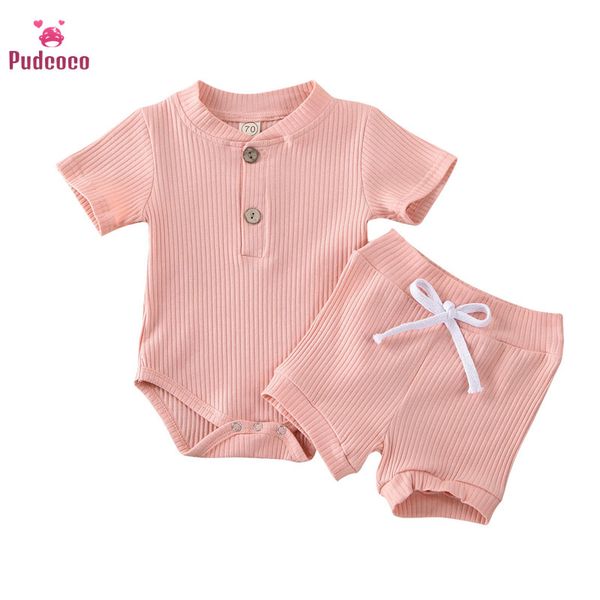 

pudcoco лето малышей baby girl clothes твердая кнопка ромпер bodysuit + брюки 2pcs эпикировка хлопок одежда нижнее, White