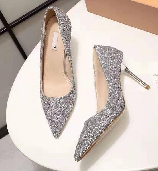 

2019 модный дизайнер женская обувь оригинальные натуральная кожа высокие каблуки 8.5 см 5.5 см золото черный серебристый острым носом туфли, Black