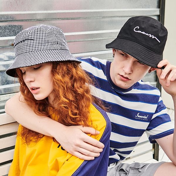 

front and back type bucke big head bucket cap positive and negative hat da tou wei street fashion cap sun bucket hat, Blue;gray