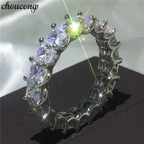 

choucong promise finger ring 925 sterling silver 4mm diamond engagement wedding band rings for women men jewelry, Slivery;golden