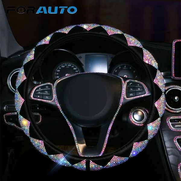 

forauto crystal car steering wheel covers colorful rhinestone covered steering-wheel interior decorations car-styling