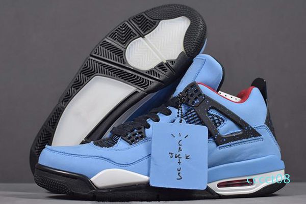 

better quality 4 4s denim travis blue basketball shoes kids men blue black white denim jeans sports sneakers new cct8