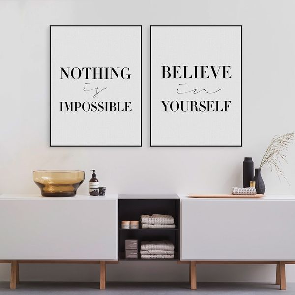 

posters prints nordic style minimalist black and white inspire motivational quotes wall art pictures home decor canvas paintings