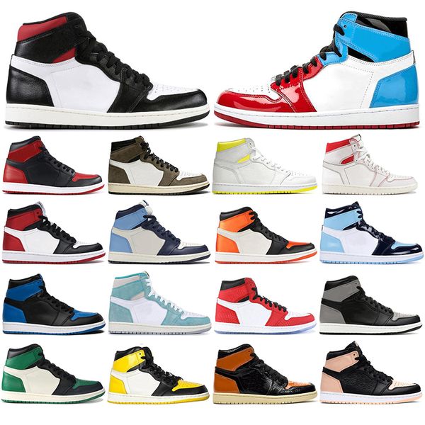 

with socks 2019 1 high og travis scotts basketball shoes spiderman unc banned lakers 1s mens trainers men designer sport sneakers 36-46