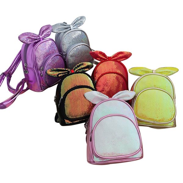 

pudcoco children kids bowknot sequins backpack cute glitter bling cartoon school bag rucksack kindergarten girls pencil bag gift