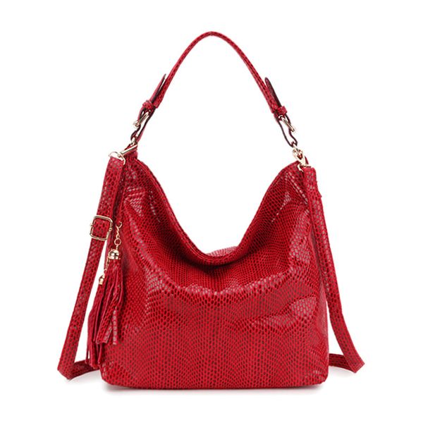 

women shoulder bags leather women handbags hobo tassel big red ladies hand bag female crossbody bags for