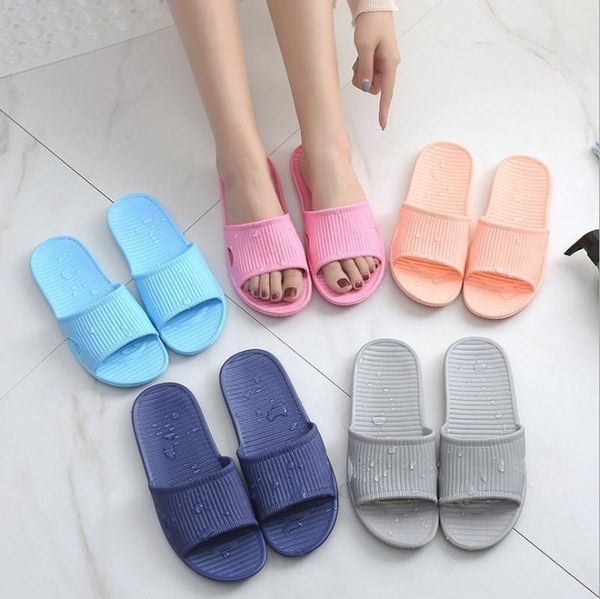 

2020 summer striped home l practical non-slip bathroom men's slippers eva home women slippers, Black