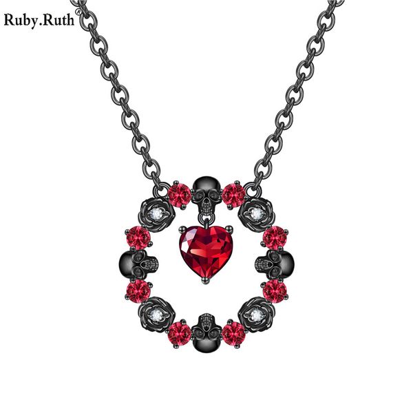 

punk skull women pendant zircon crystal black necklaces valentine's day wedding gift jewelry dropshipping, Silver