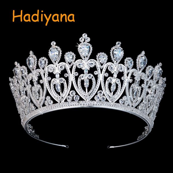 

корона hadiyana игристое кристалл сердце свадебные корона украшения для волос для женщин новые диадемы большая свадьба украшения для волос к, Golden;white