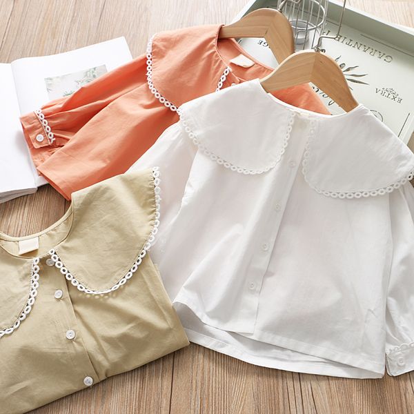 

Spring and Autumn Girls' Blouse Baby Collar Loose Casual Shirt