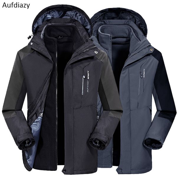 

aufdiazy men women thick jackets lovers' outdoor camping climbing coats autumn winter waterproof thermal fleece coats 7xl om070, Blue;black
