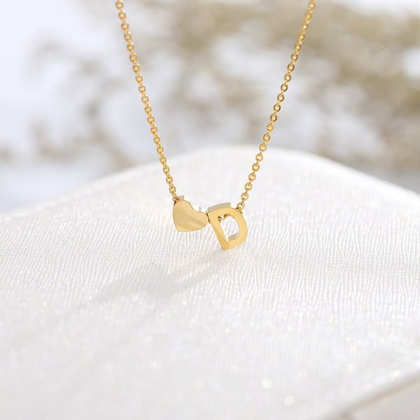 

fashion tiny heart dainty initial personalized letter name choker necklace women gold color pendant bff jewelry gift accessories, Silver
