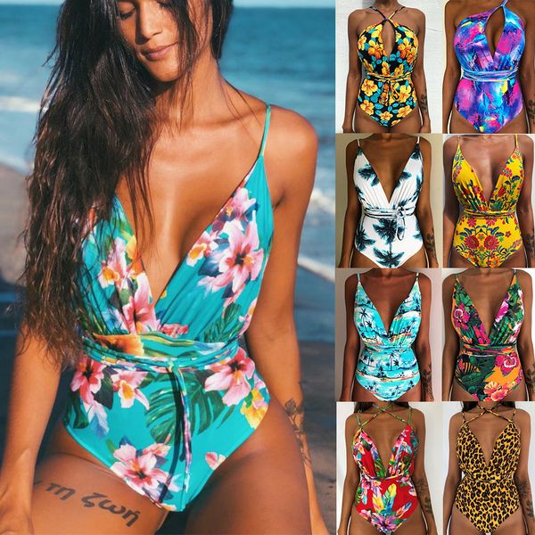 

сексуальные женщины one piece купальники 2019 новый глубокий v купальники printed hot monokini бразильский bodysuit купальный костюм summer, White;black