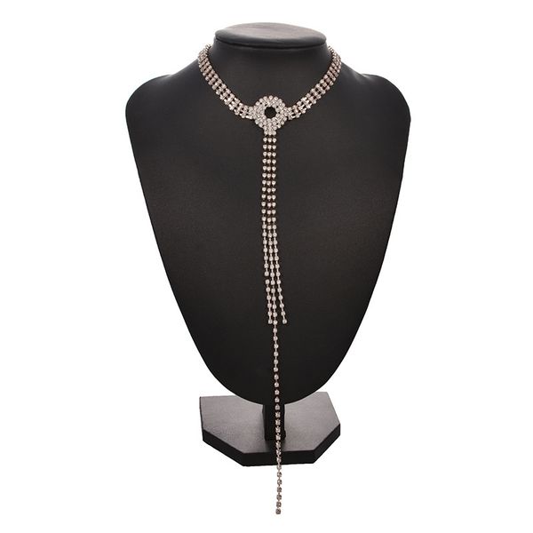 

exaggerated personality of the new pendant studded long tassel sweater necklace gold and silver fashion neck necklace