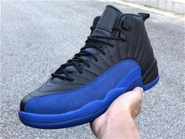 

выпуск 2019 подлинный 12 игра royal черный синий высокое ог мужчины баскетбол обувь 130690-014 реальные углеродного волокна спортивная обувь