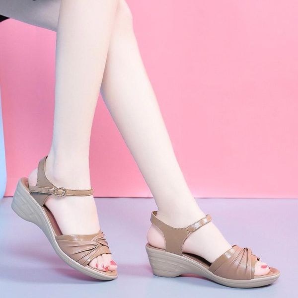 

2020 new women sandals soft stitching ladies sandals comfortable flat open toe beach shoes woman footwear#c, Black