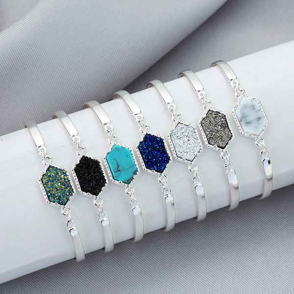 

new fashion open charm rhombus cuff bangles couple bracelets for women rhinestone crystal bracelet christmas gifts, Black