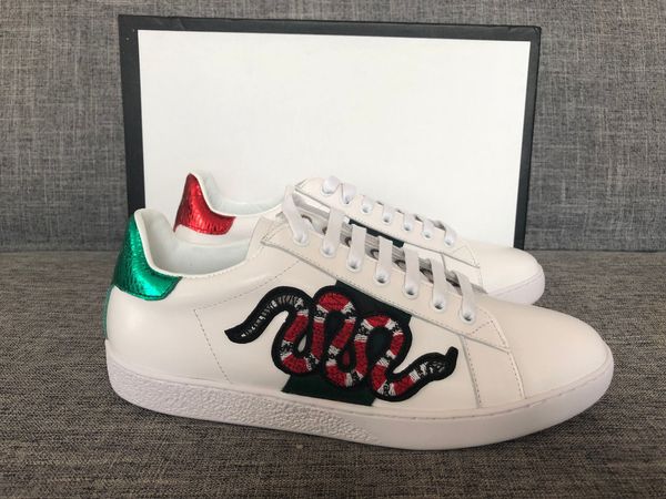 

luxury snake designer men women casual shoes low flat leather sneakers ace bee stripes shoe walking sports trainers green red stripes