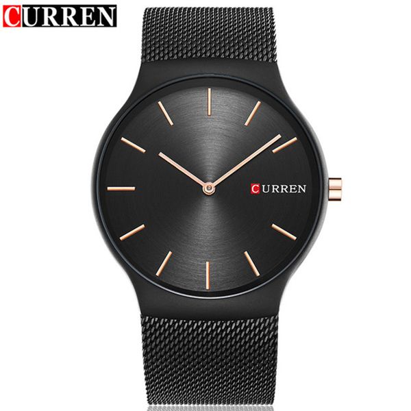 

2019 curren new black rose gold pointer relogio masculino analog sports wristwatch quartz business watch men 8256, Slivery;brown