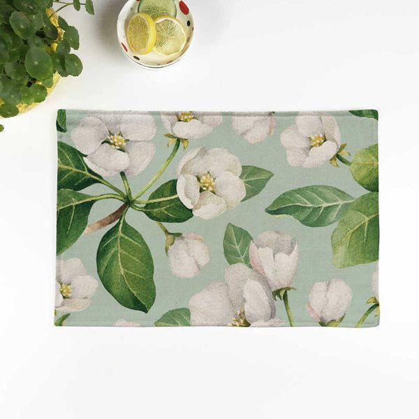 

nordic green plant place mat прямоугольник льняные таблица маты обеденный стол кухня украшения аксессуары кухонный стол coaster