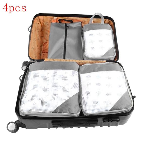 

4pcs travel storage bag set for clothes tidy organizer wardrobe suitcase pouch travel organizer bag case shoes packing cube
