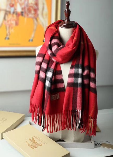 

2019 spring/summer wool scarf classic plaid print scarf new thick scarves fashion long fringe scarf 200*70cm, Blue;gray