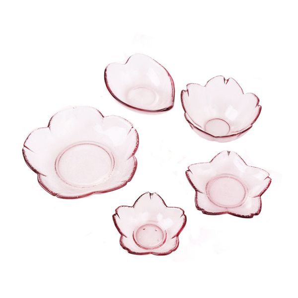 

mini cherry blossom shaped glass sauce dish lead clear glass dipping bowl dessert plate for sushi seasoning salad pudding