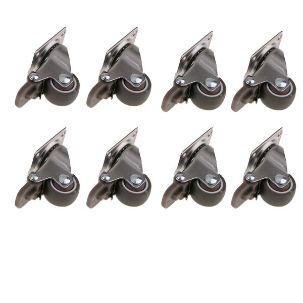 

8x heavy duty swivel bearing caster wheels rubber base with plate 1 inch