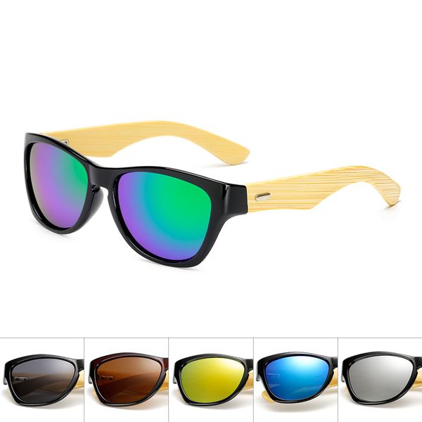 

original wooden bamboo sunglasses men women mirrored uv400 sun glasses real wood shades gold blue outdoor goggles sunglases male, White;black