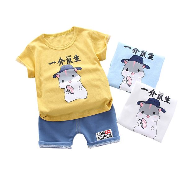 

new summer baby boy clothes children girl cotton cartoon t shirt shorts 2pcs/set toddler fashion casual clothing kids tracksuits, White