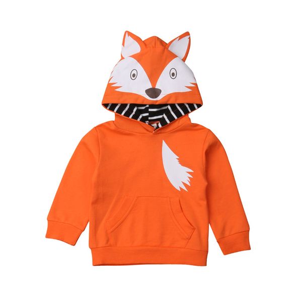 

emmababy baby hoodie toddler boy girl clothes infant kid cute fox long sleeve hooded coat sweatshirt baby clothing 0-24m, Black