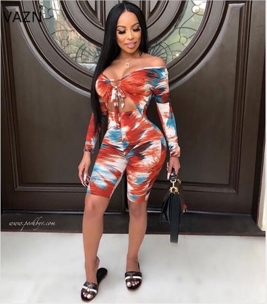 

vazn oyx630 off shoouler long sleeve new summer 2019 casual sleeveless palysuits v-neck jumpsuit club full pant rompers, Black;white