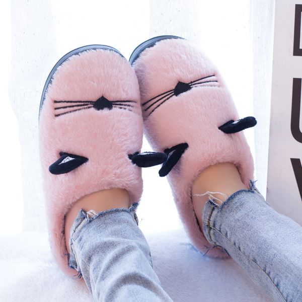 

winter indoor casual women flats shoes home slippers female comfortable warm lovers house shoes zapatillas de casa para mujer, Black