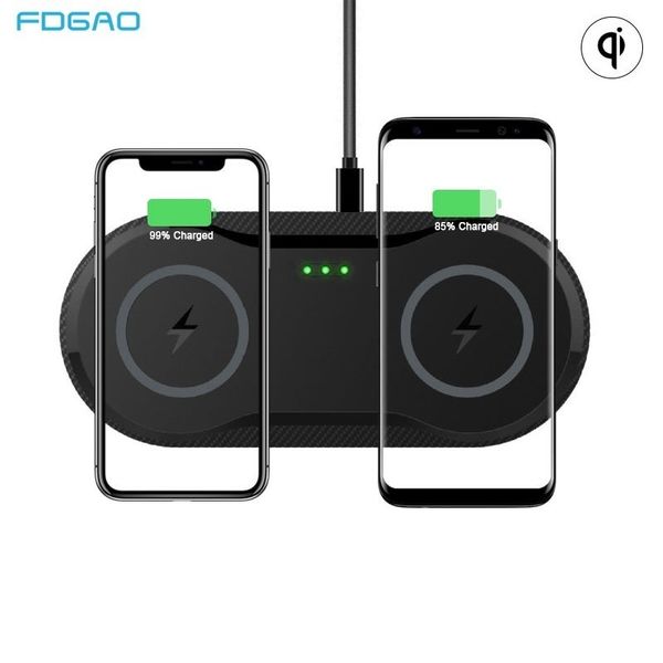 

fdgao dual seat qi wireless charger pad for iphone 11 pro xs max xr x for samsung s9 s10 note 10 wireless charging dock station