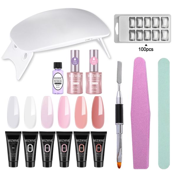 

mizhse poly gel kit 6w uv led lamp gel varnish nail polish art kit quick building for finger nails extensions jelly polygel