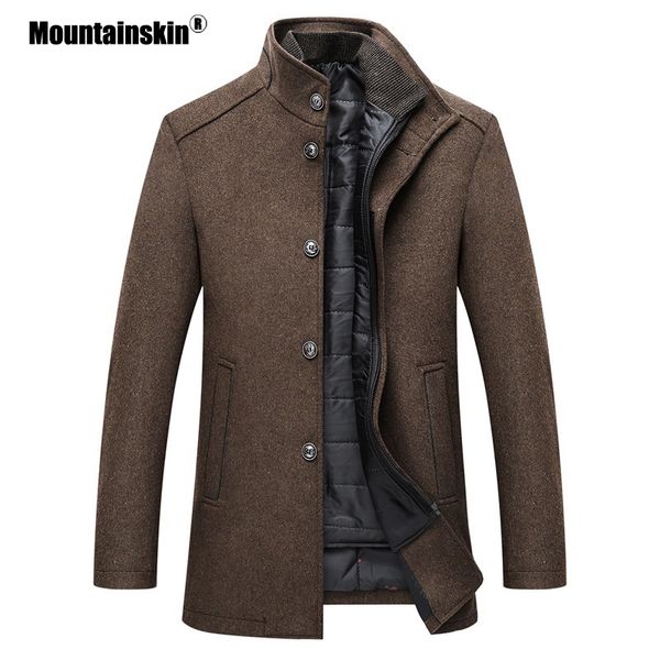 

mountainskin winter men wool jacket slim fit thick warm coat with adjustable vest male woolen jackets mens brand clothing sa857, Black