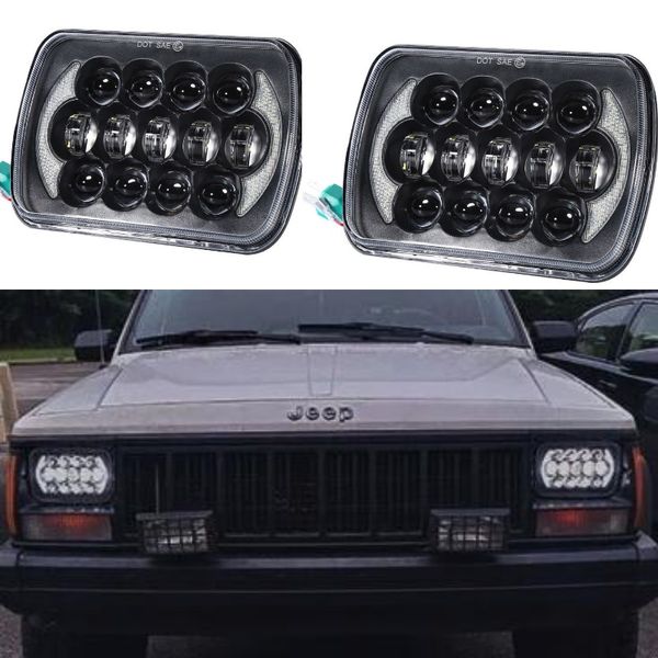 

2pcs 85w 5x7 inch led rectangular headlights with hi-lo beam for truck wrangler yj xj mj offroad headlamp replacement