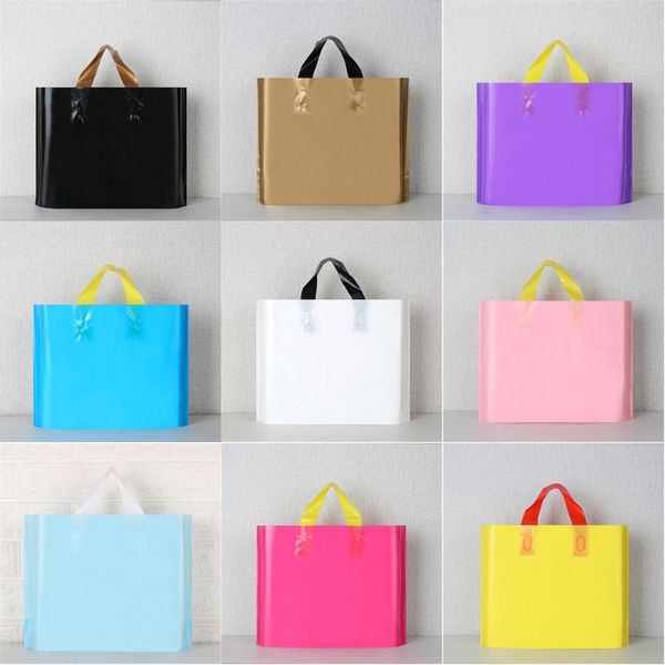 Plástico de compras sacos do presente cor sólida espessamento roupa pounch Partido armazenamento Suprimentos Compras Comida Embalagem Bag Multi-tamanho