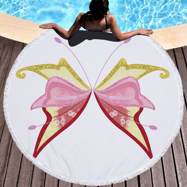 

microfiber polyester round beach tassel towels fairy wings shower towels 10 styles women bath towel yoga mat bathing towels dh1267 t03