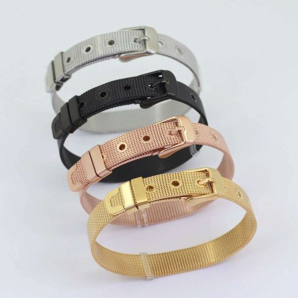 

hip hop colorful belt bracelets for men fashion western luxury bracelet stainless steel jewelry 6 colors, Golden;silver