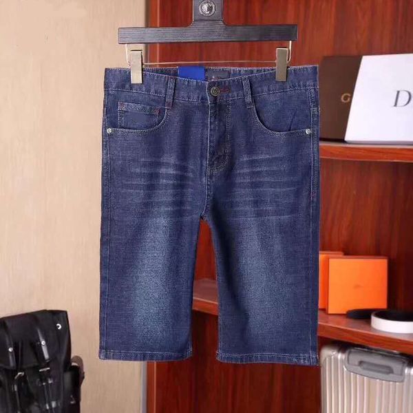 

homme small short jeans men casual slim stretch short jeans classic denim pants trousers plus size 29-42 high quality, Blue