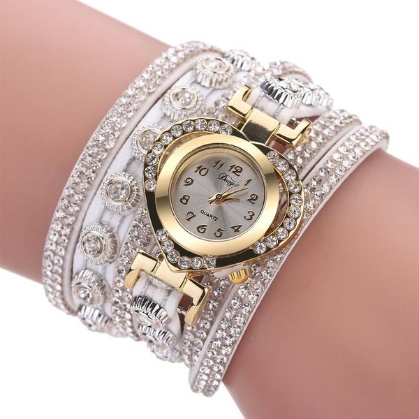 

women's fashion imitation diamond love heart watch bracelet watch full diamond winding quartz is rich in color, Slivery;brown