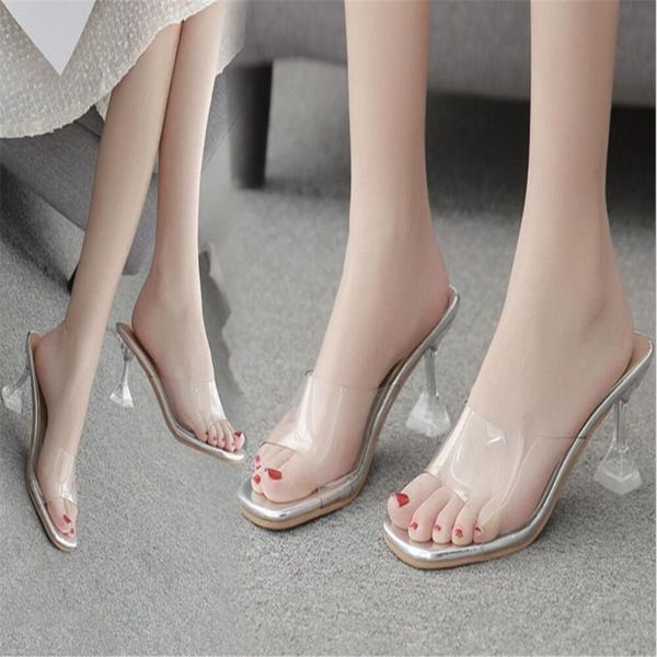 Sandalen High Heels PVC Gelee Offene spitze Frauen Transparent Plexiglas Hausschuhe Schuhe Ferse Klar Sandale Femme Y