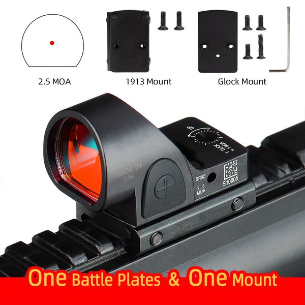 SRO Mini RMR Red Dot Sight 2.5 moa Optic Reflex Sight Scope Collimatore adatto per 20mm Weaver Rail Hunting Rifle Airsoft CL2-0130